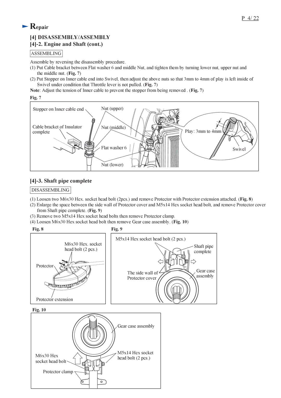 Makita EM4351UH, EM4350UH, EM4350LH specifications Shaft pipe complete, Assembling, Disassembling 