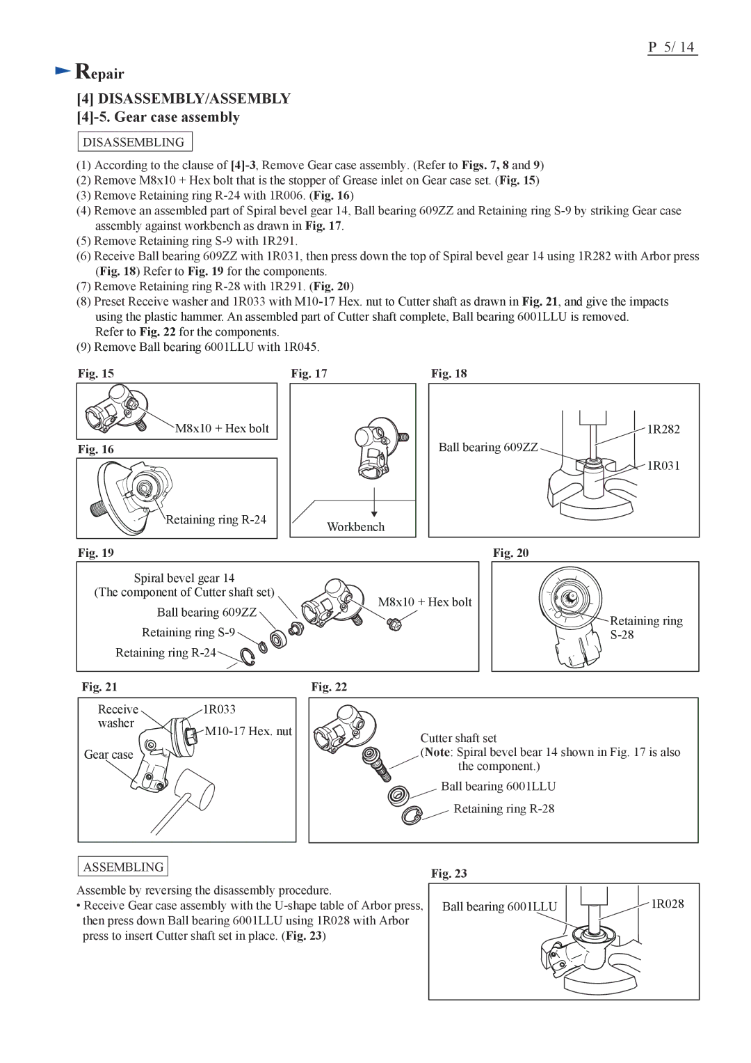 Makita EX2650LH specifications Gear case assembly 