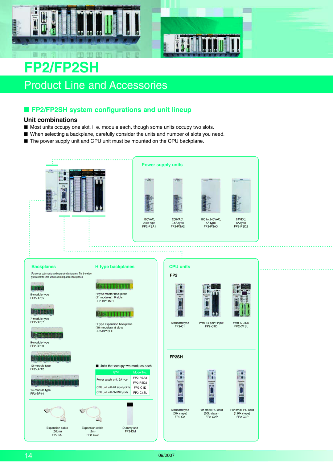 Makita FP2SH Series Product Line and Accessories,  FP2/FP2SH system configurations and unit lineup, Unit combinations 