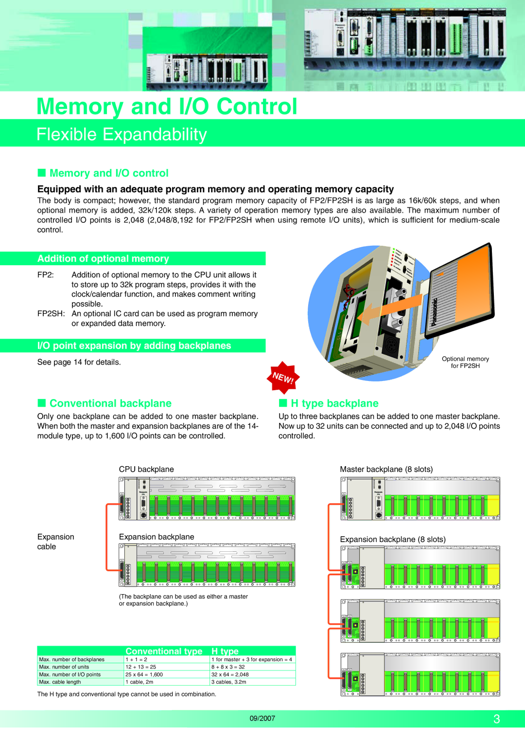 Makita FP2 Series manual Memory and I/O Control, Flexible Expandability,  Memory and I/O control,  Conventional backplane 