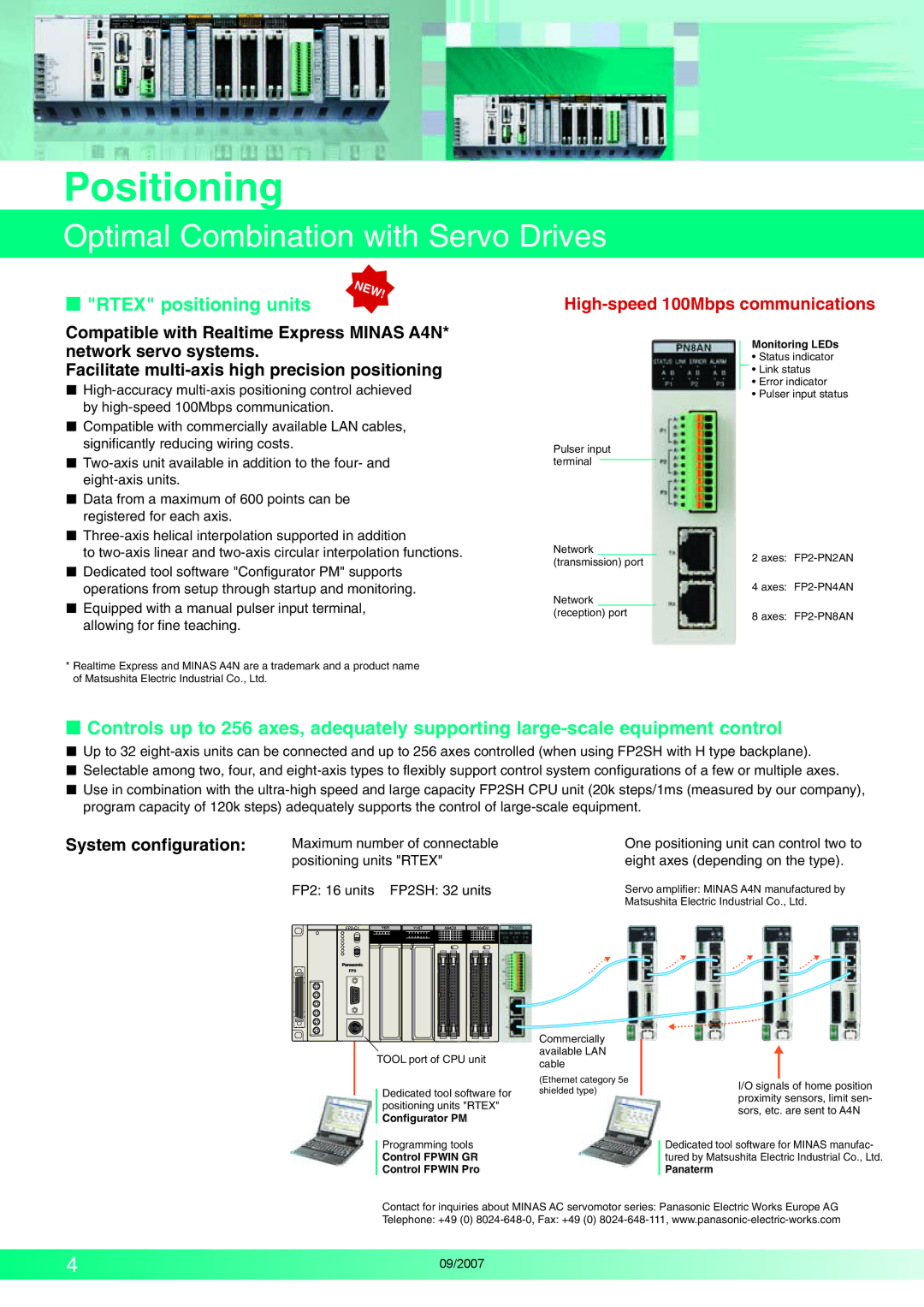 Makita FP2SH Series Positioning, Optimal Combination with Servo Drives,  Rtex positioning units, System configuration 