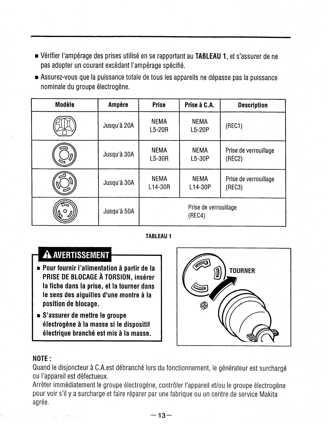 Makita G12000R manual 