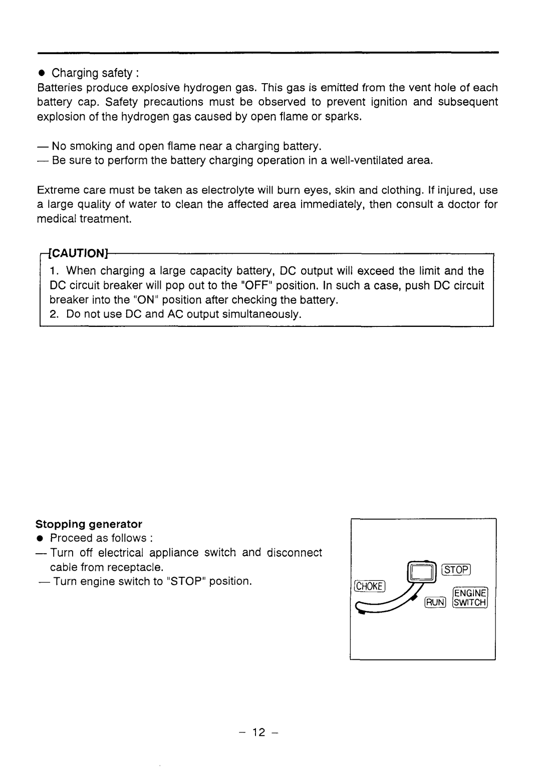 Makita G1200R instruction manual Stopping generator 