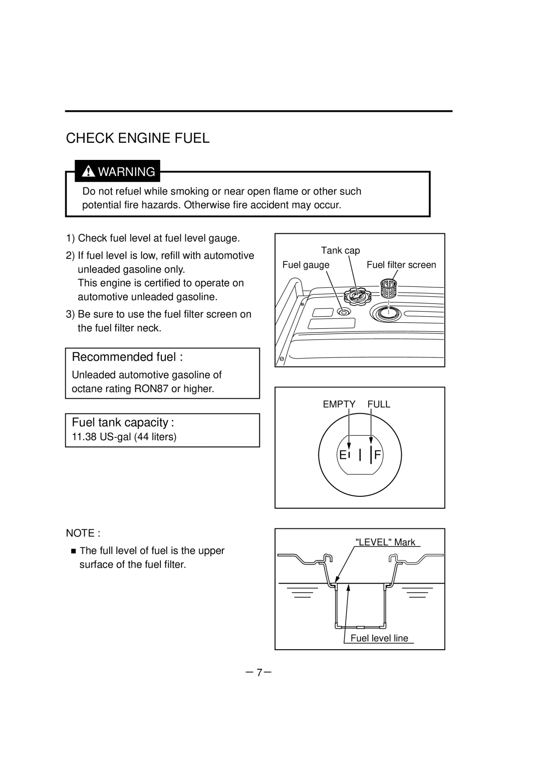 Makita G12010R manual Check Engine Fuel, － 7－ 