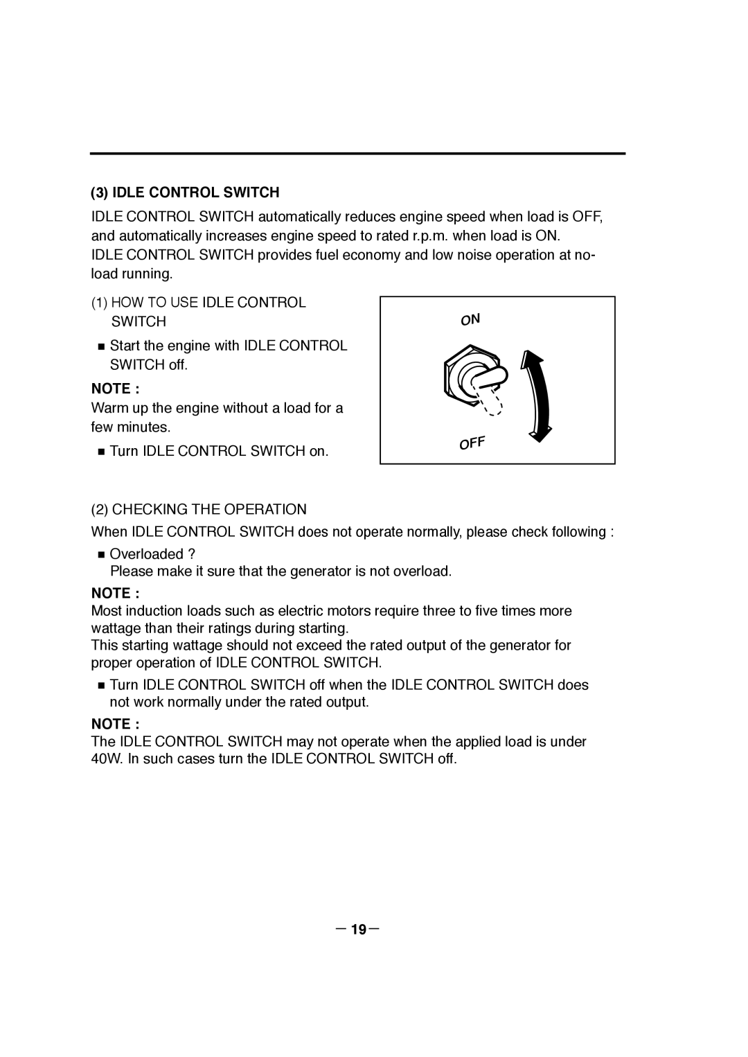 Makita G12010R manual Idle Control Switch, － 19－ 