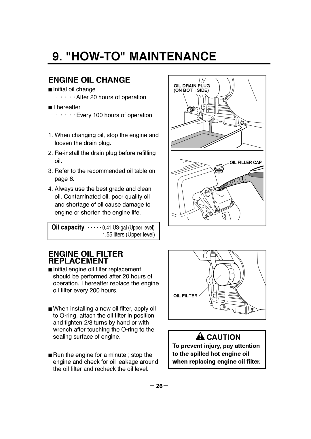 Makita G12010R manual How-Tomaintenance, Engine Oil Change, Engine Oil Filter Replacement 