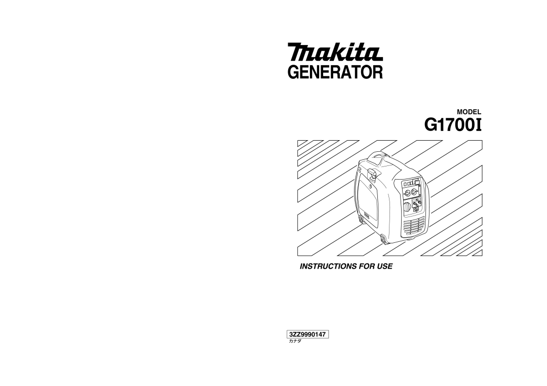 Makita G1700i manual Generator, 3ZZ9990147 