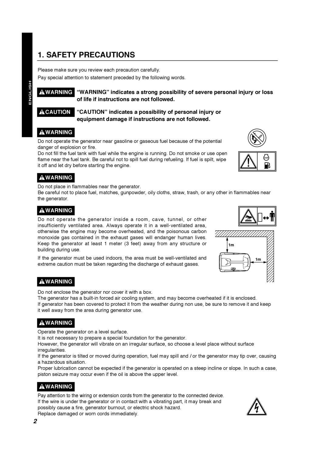 Makita G1700i manual Safety Precautions, English, Française, Español 