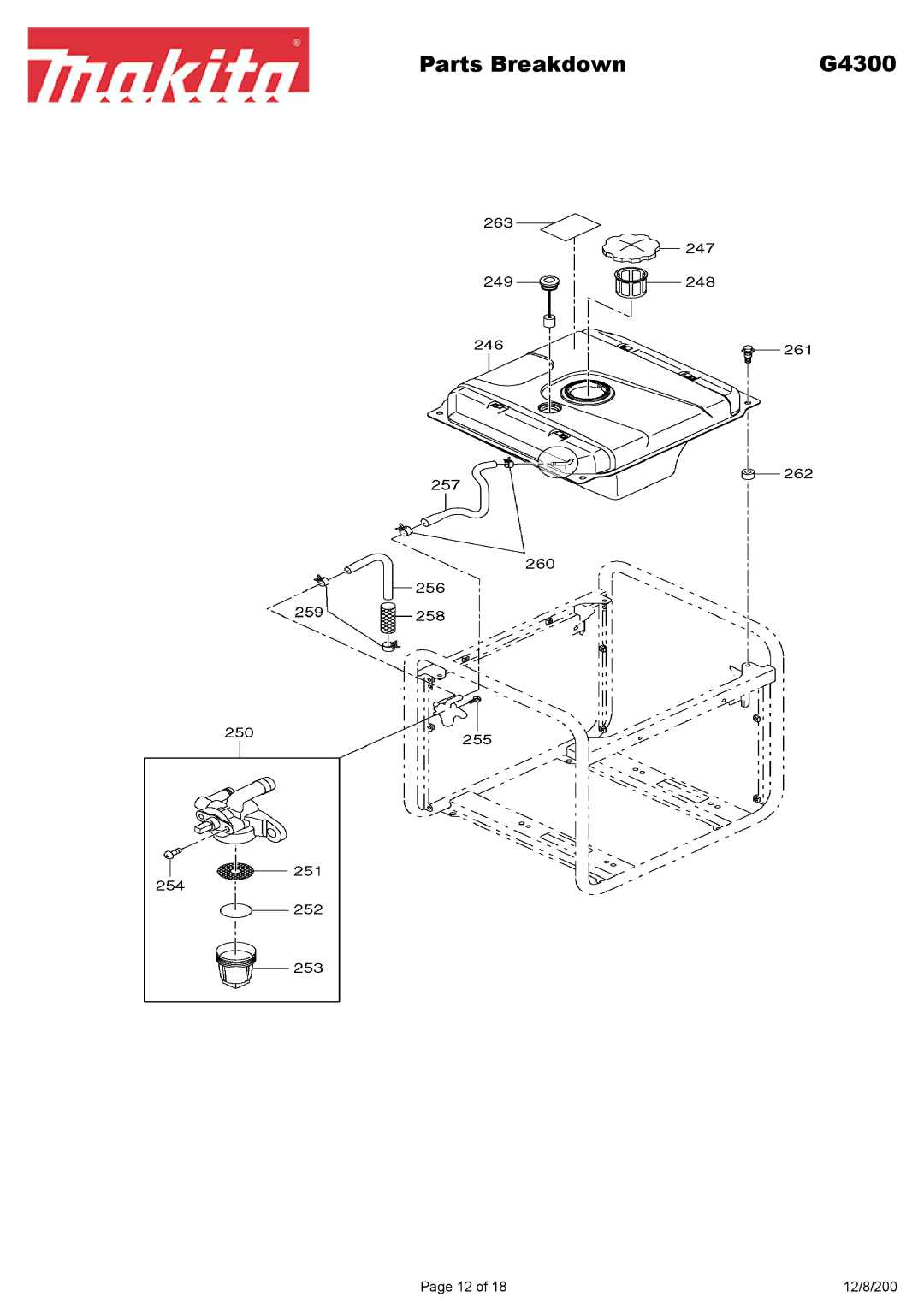 Makita G4300L manual Parts Breakdown 