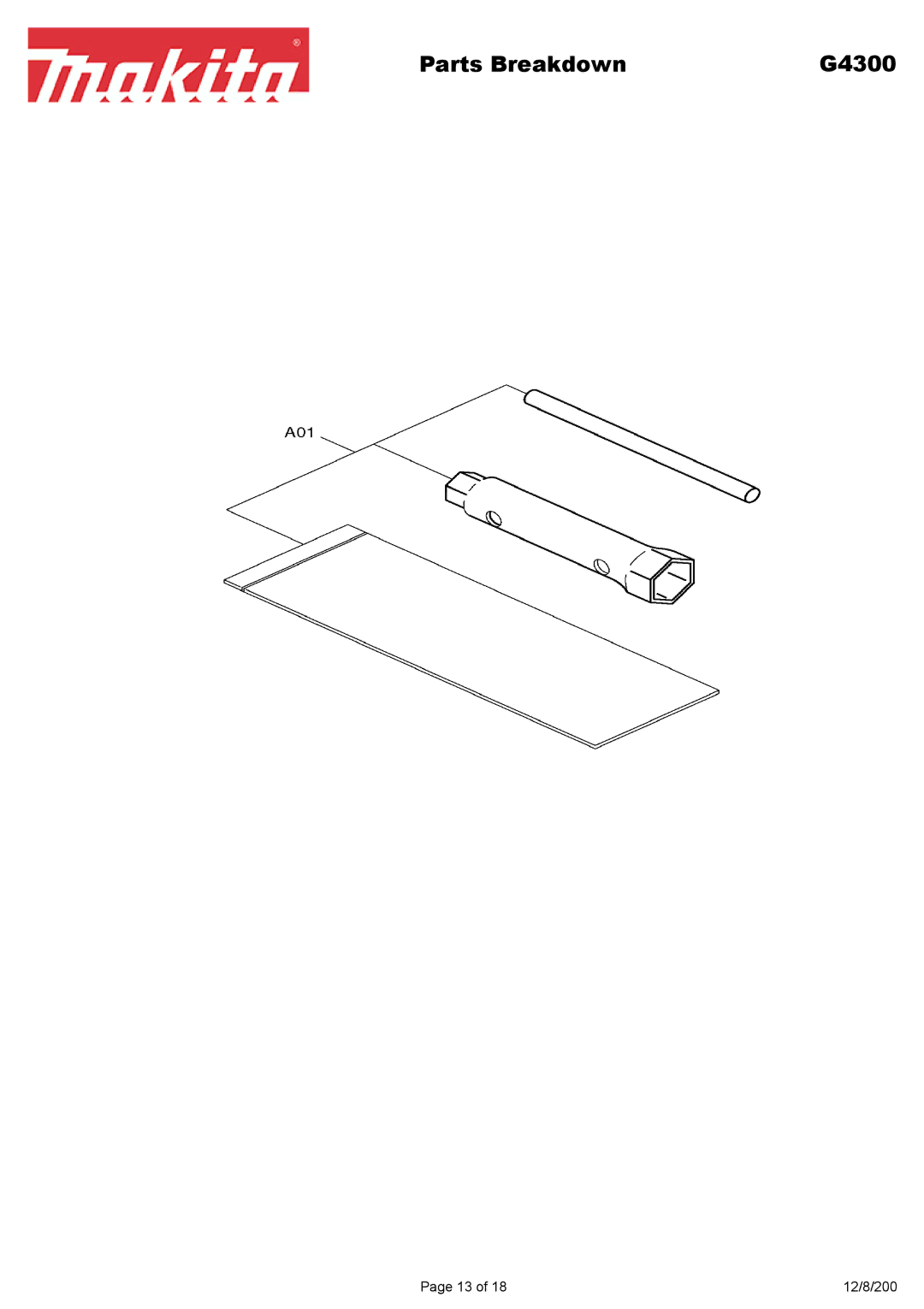 Makita G4300L manual Parts Breakdown 