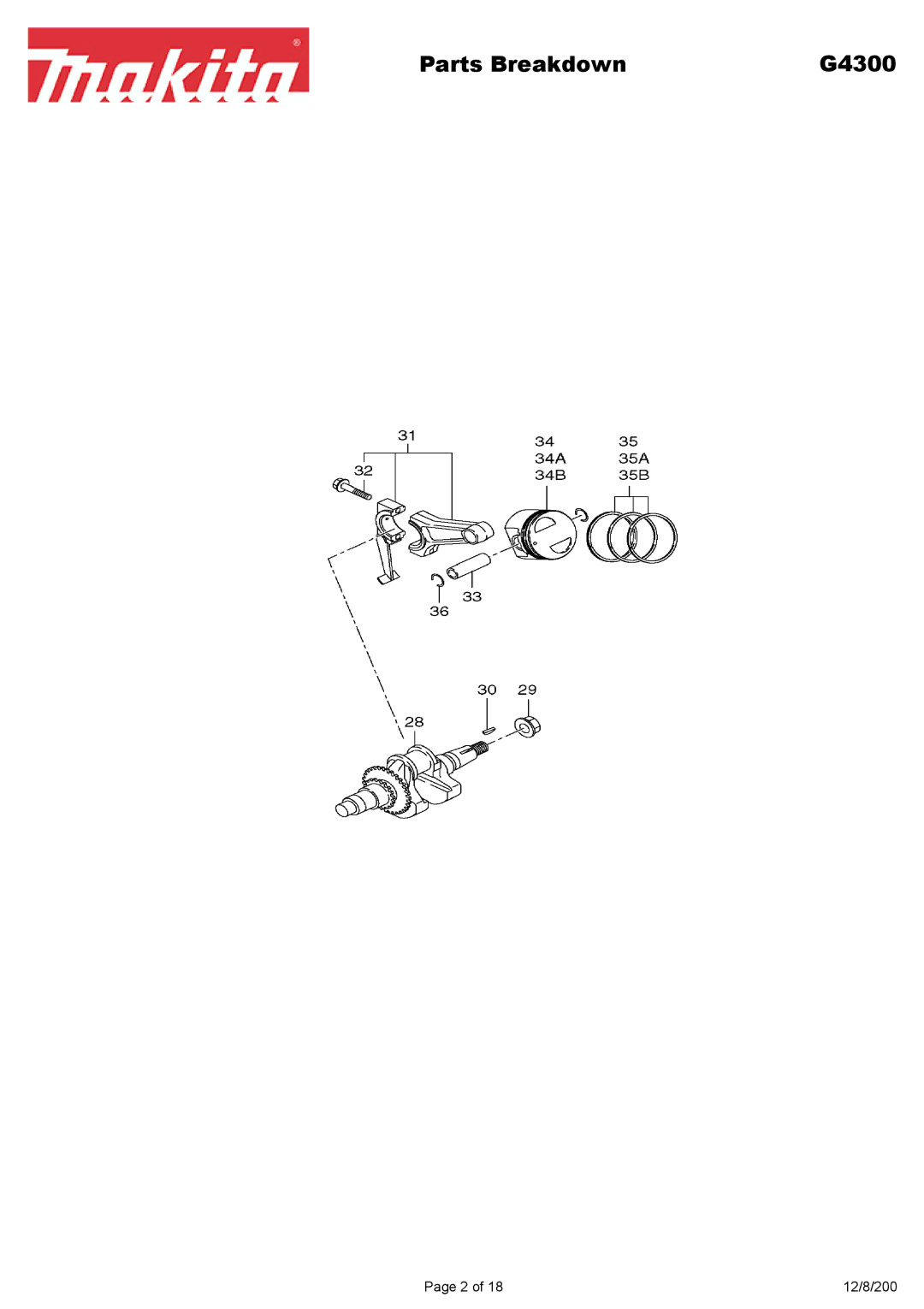 Makita G4300L manual Parts Breakdown 