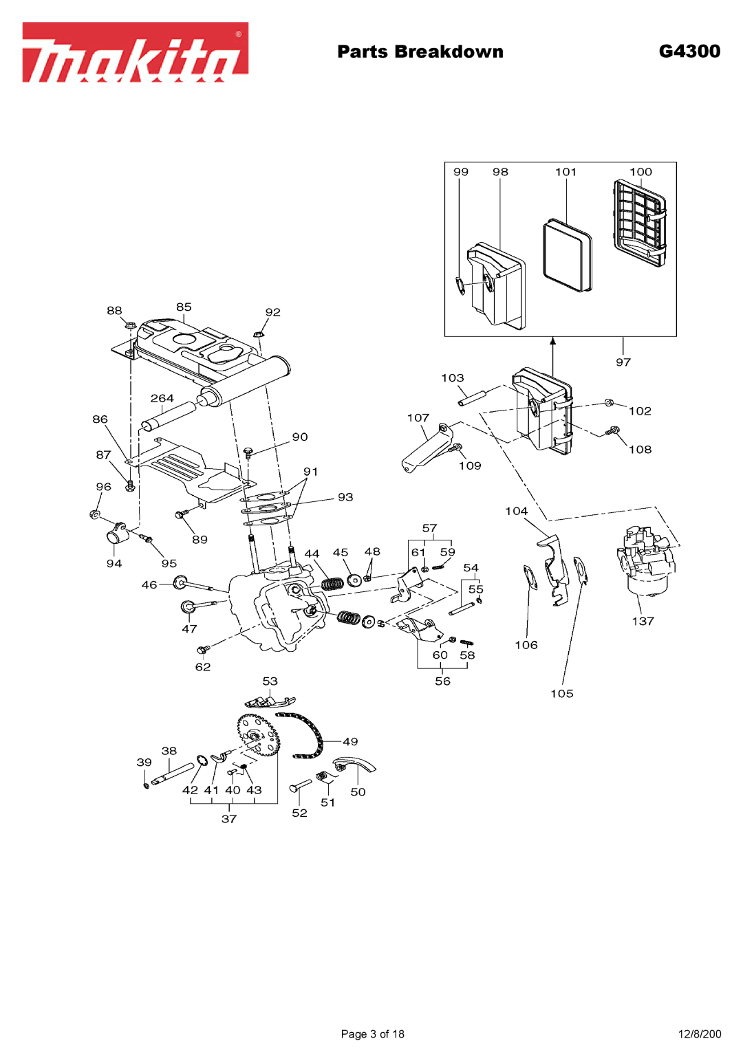 Makita G4300L manual Parts Breakdown 