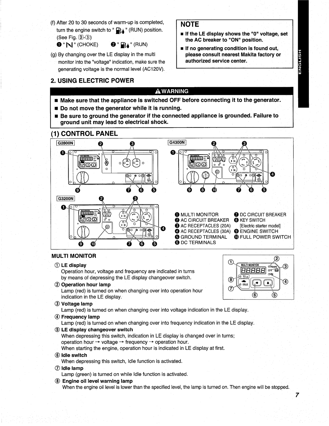 Makita G3200N, G4300N, G2800N manual 