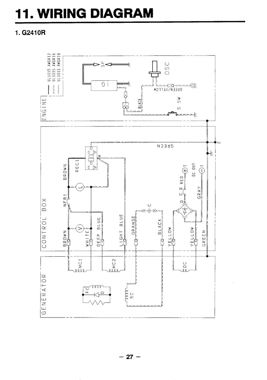 Makita G571O R, G5711R, G351O R, G341O R, G3511R manual Wiring Diagram, 1.G2410R 