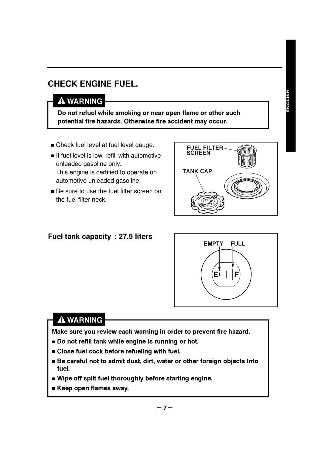 Makita G7300R, G7301R manuel dutilisation Check Engine Fuel, － 7－ 