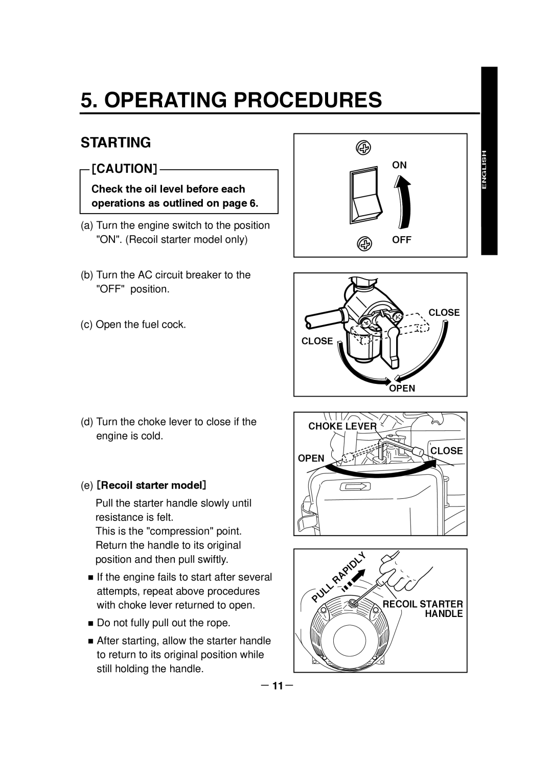 Makita G7300R, G7301R manuel dutilisation Operating Procedures, Starting, － 11－ 