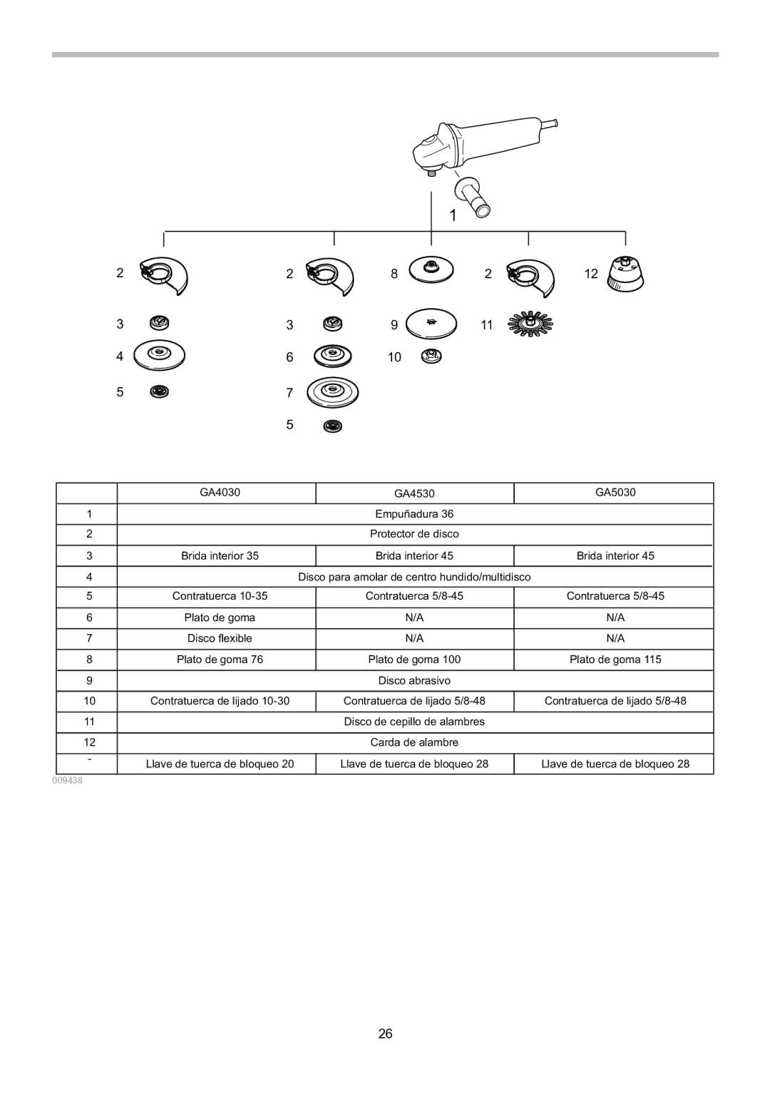 Makita GA4030, GA5030, GA4530 instruction manual 009438 