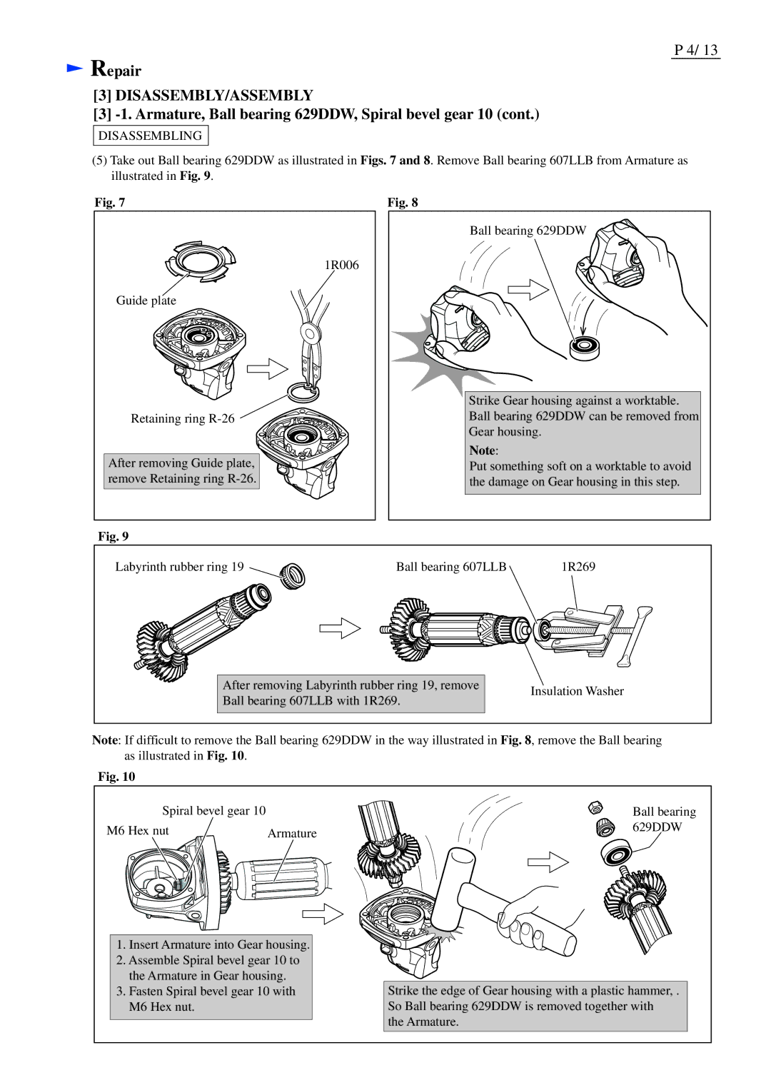 Makita GA4530, GA5030, GA4030 specifications Disassembly/Assembly 