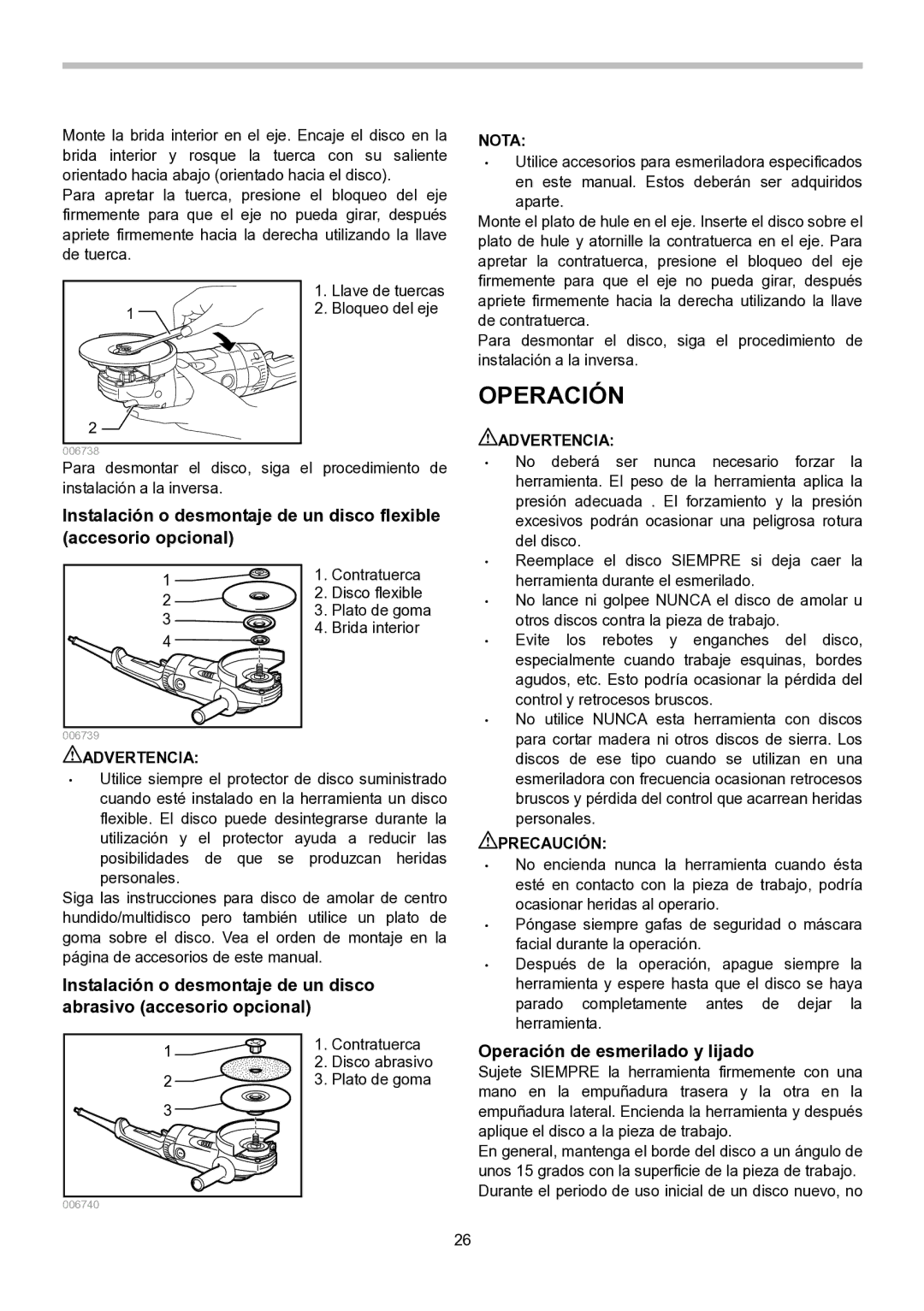 Makita GA9020, GA7020, GA7021 instruction manual Operación de esmerilado y lijado 