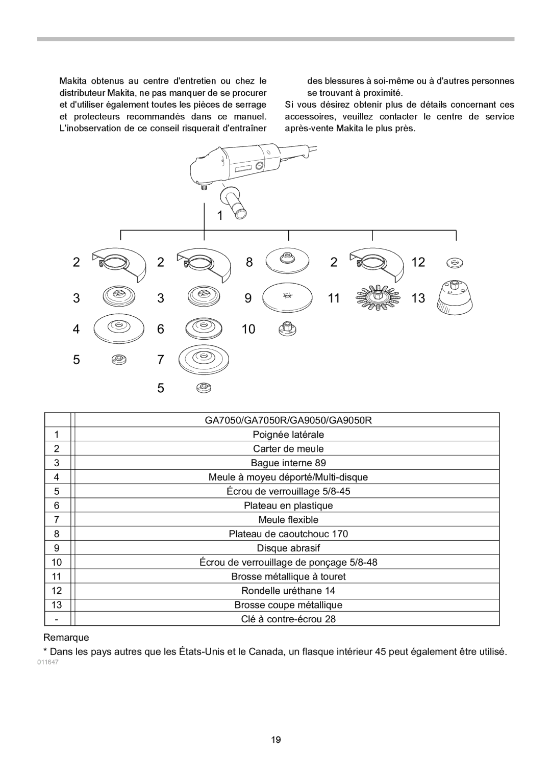 Makita GA9050R, GA7050R instruction manual 011647 