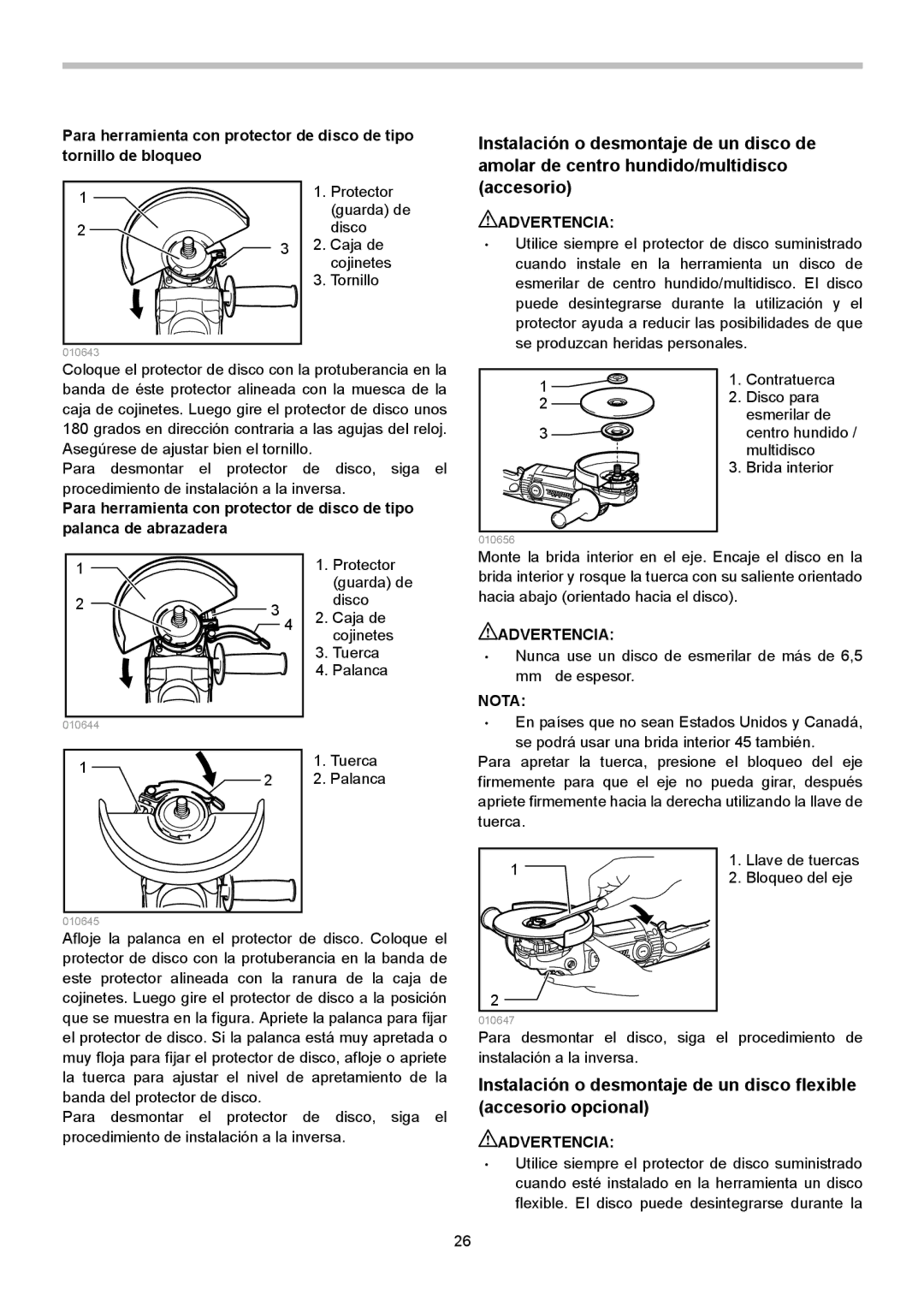 Makita GA7050R, GA9050R instruction manual Nota 