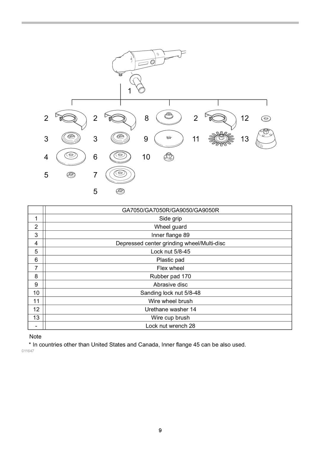 Makita GA9050R, GA7050R instruction manual 011647 