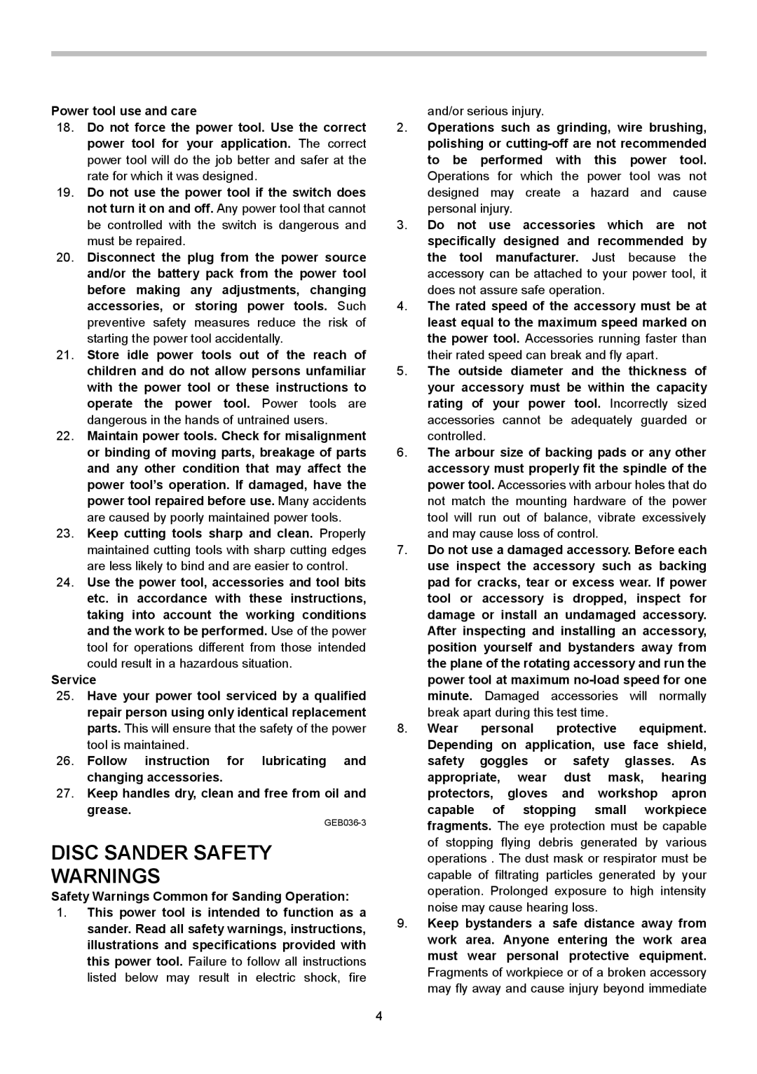 Makita GV5010, GV6010 instruction manual Disc Sander Safety, Safety Warnings Common for Sanding Operation 