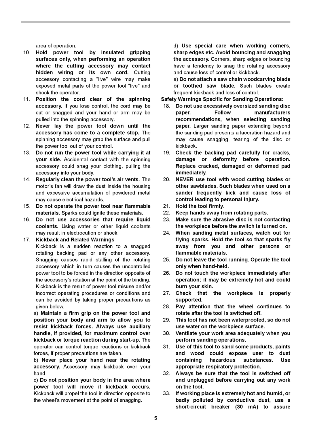 Makita GV6010, GV5010 instruction manual Area of operation 