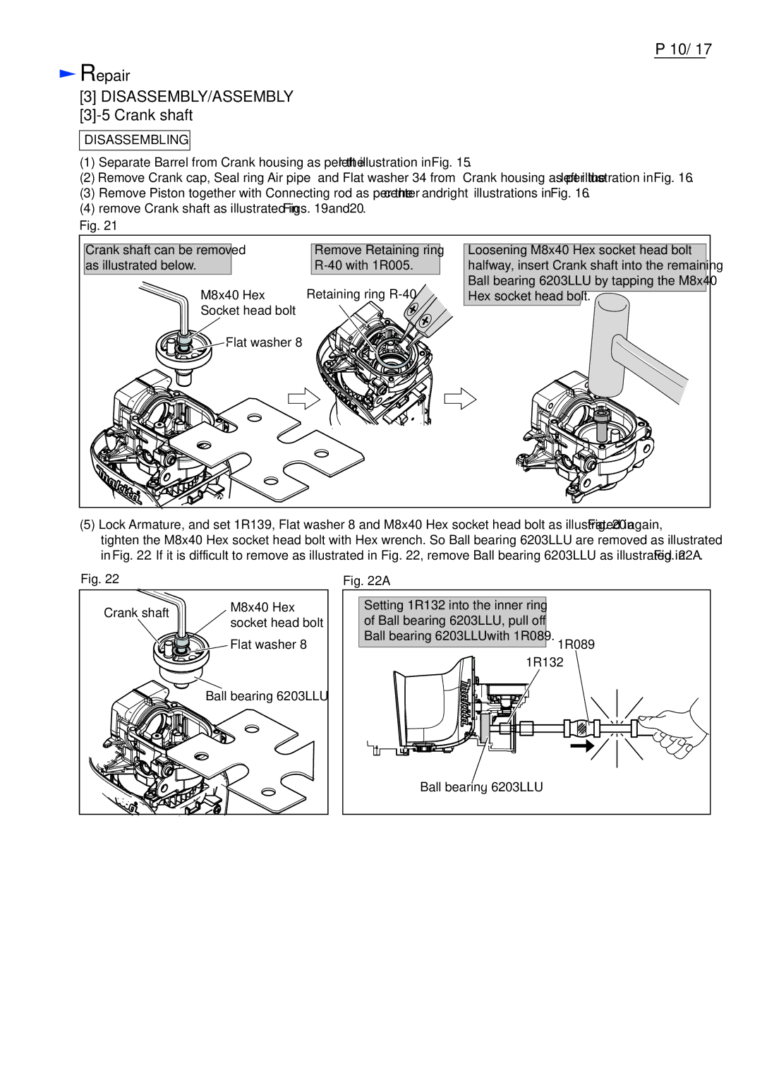 Makita HM0871C, HM0870C dimensions Disassembly/Assembly 