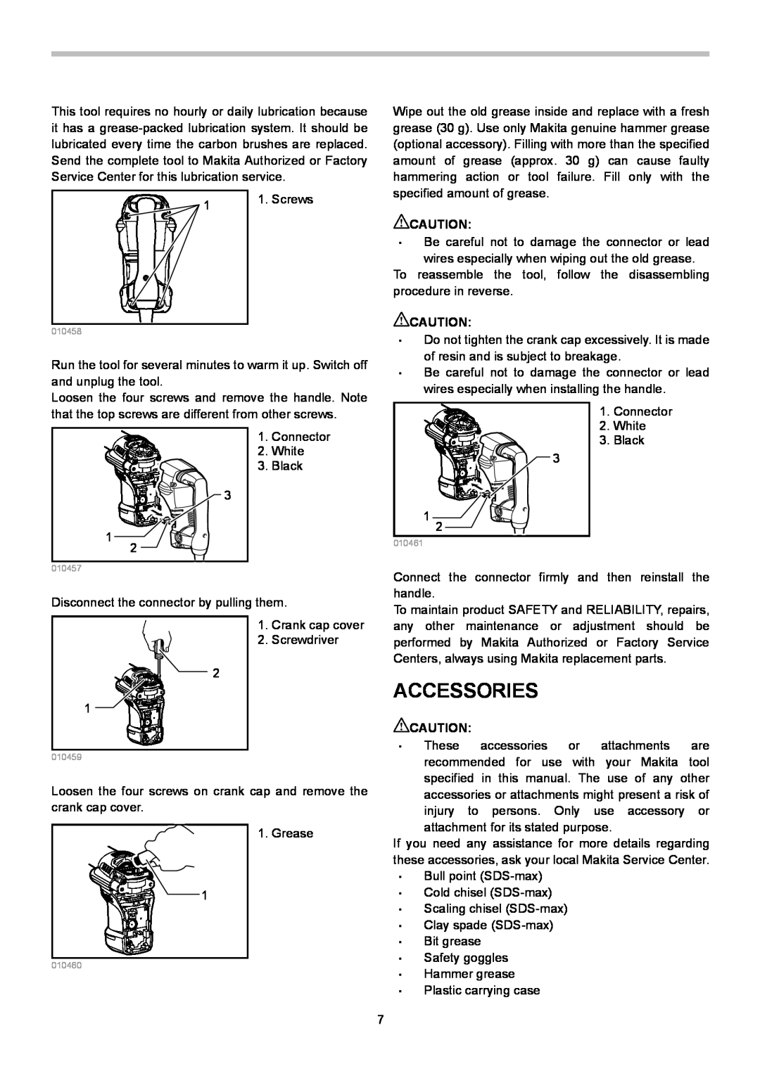 Makita HM0870C, HM0871C instruction manual Accessories 
