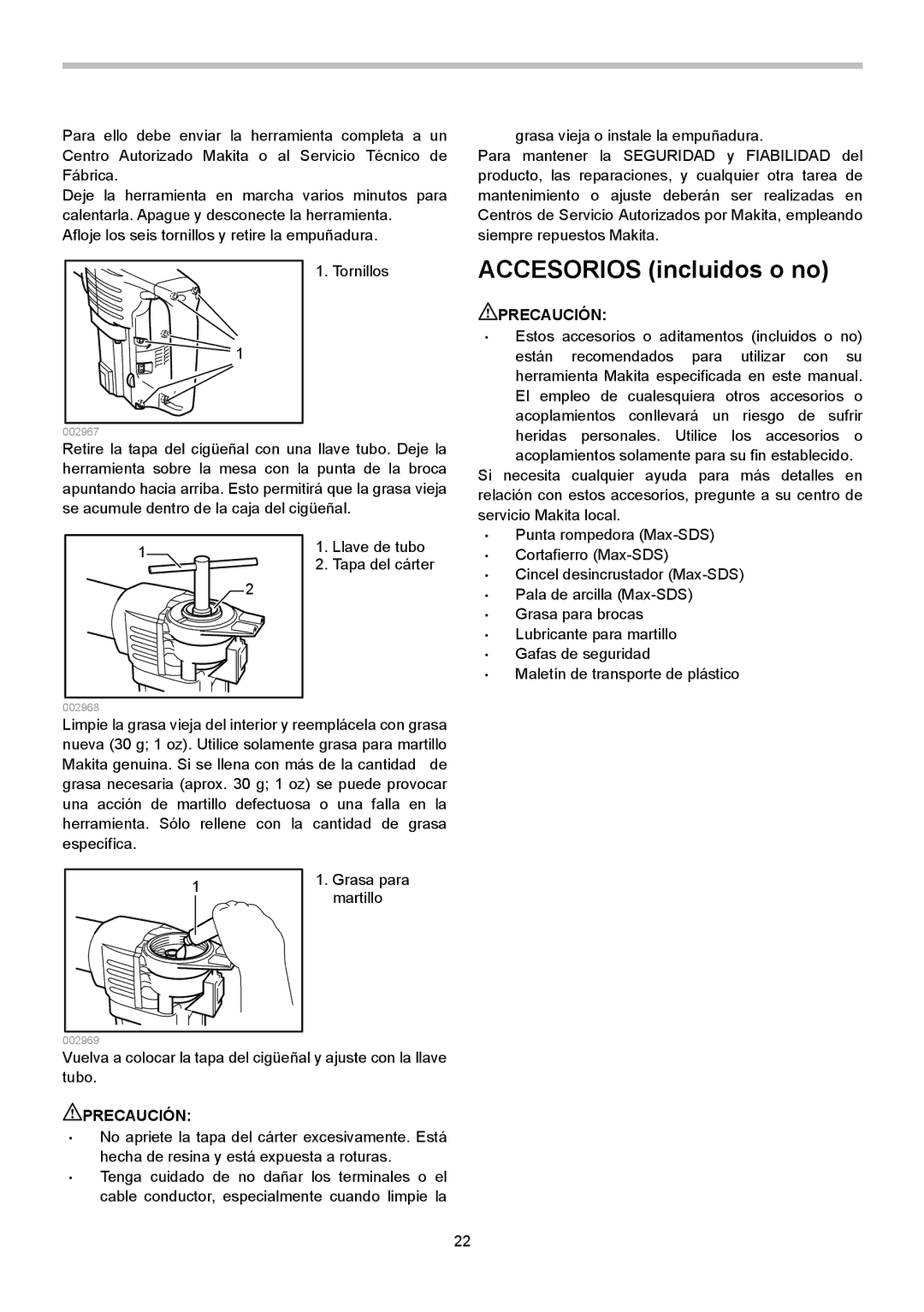 Makita HM1202C instruction manual Accesorios incluidos o no 