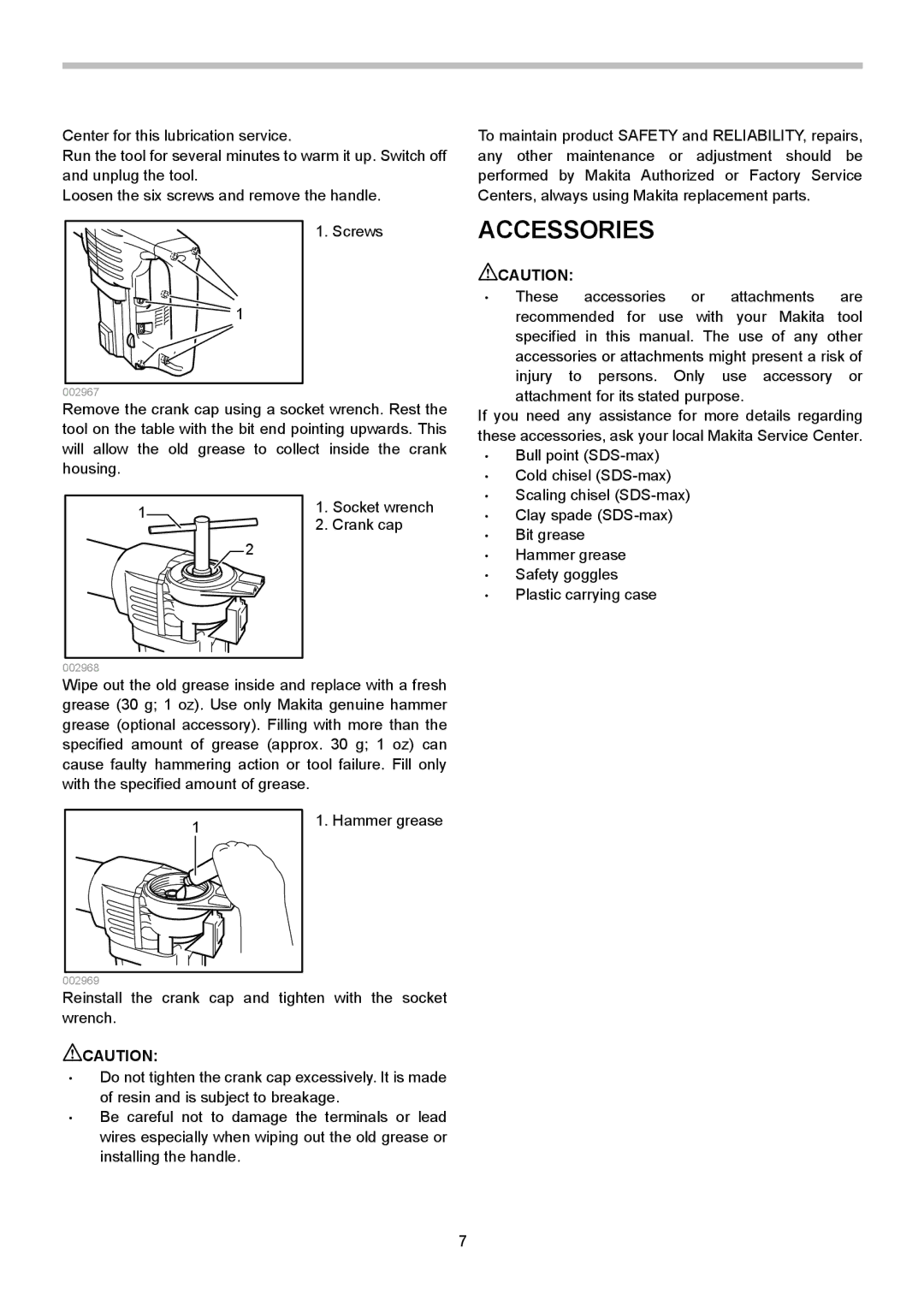 Makita HM1202C instruction manual Accessories 