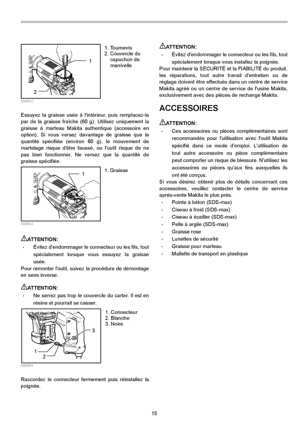 Makita HM1203C, HM1213C instruction manual Accessoires 