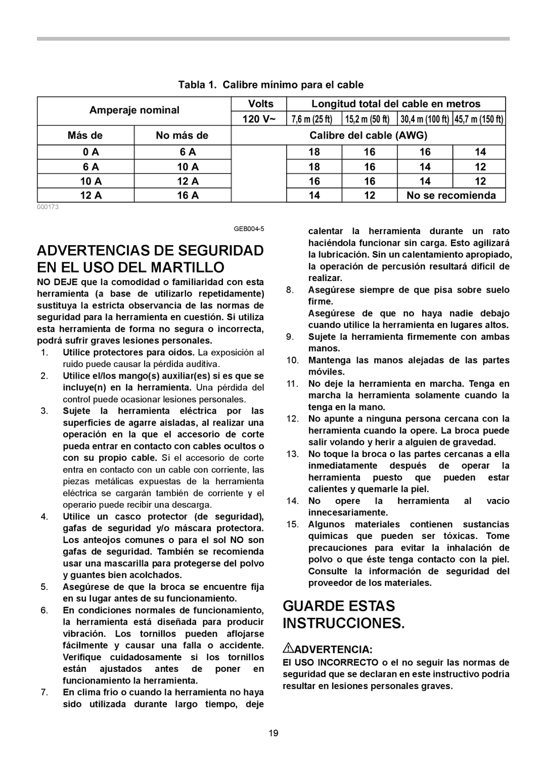 Makita HM1203C Advertencias DE Seguridad EN EL USO DEL Martillo, Guarde Estas Instrucciones, 12 a, a No se recomienda 