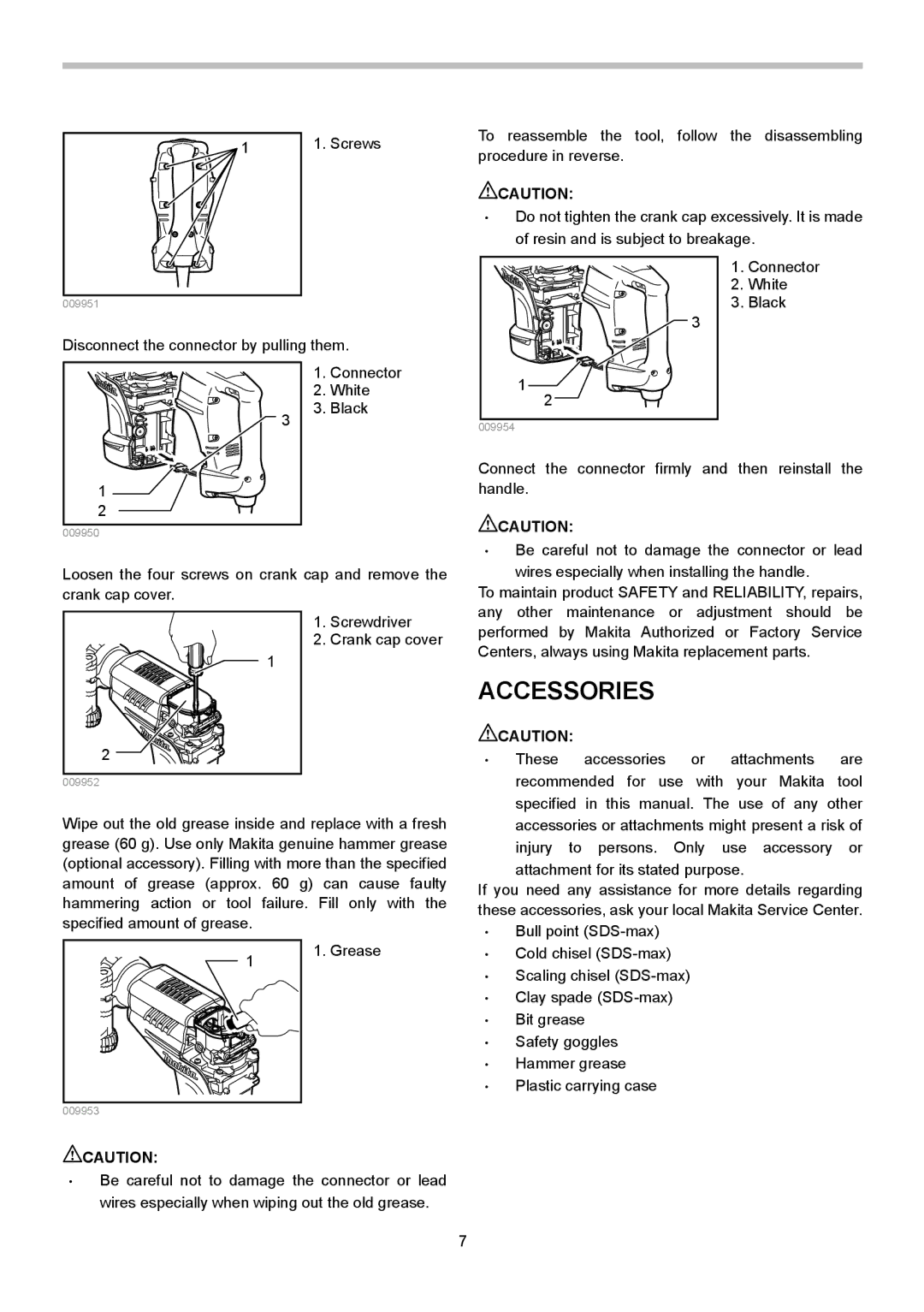 Makita HM1203C, HM1213C instruction manual Accessories 