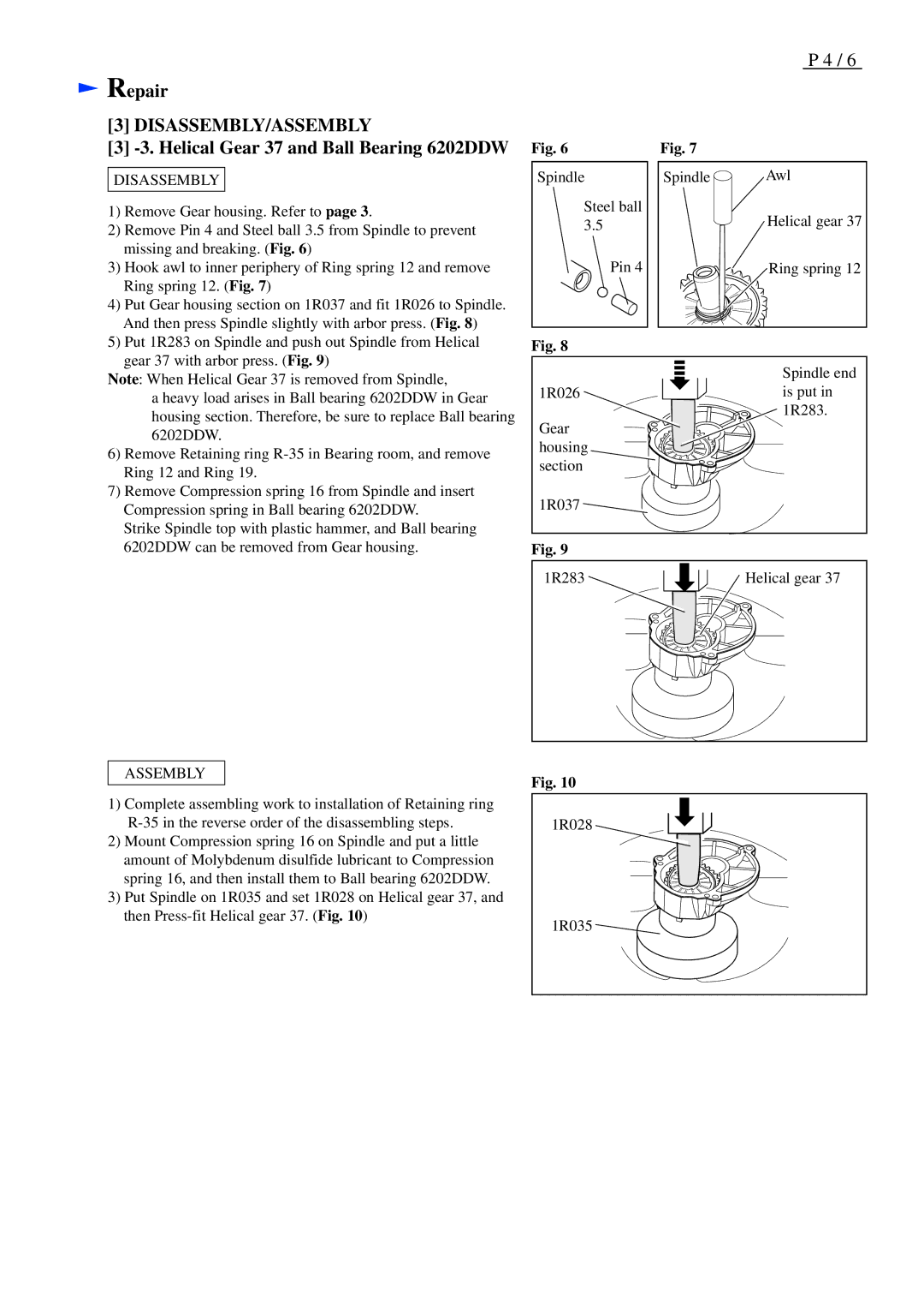 Makita HP1630, HP1631 specifications Helical Gear 37 and Ball Bearing 6202DDW, Assembly 