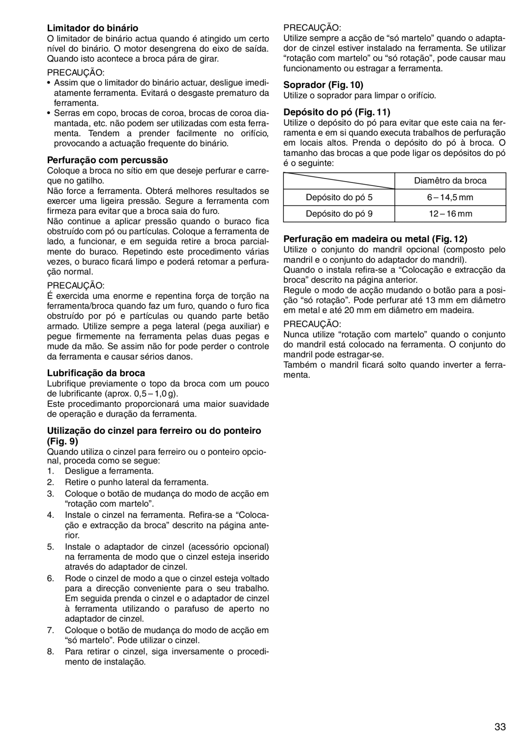 Makita HR160D Limitador do binário, Perfuração com percussão, Lubrificação da broca, Soprador Fig, Depósito do pó Fig 