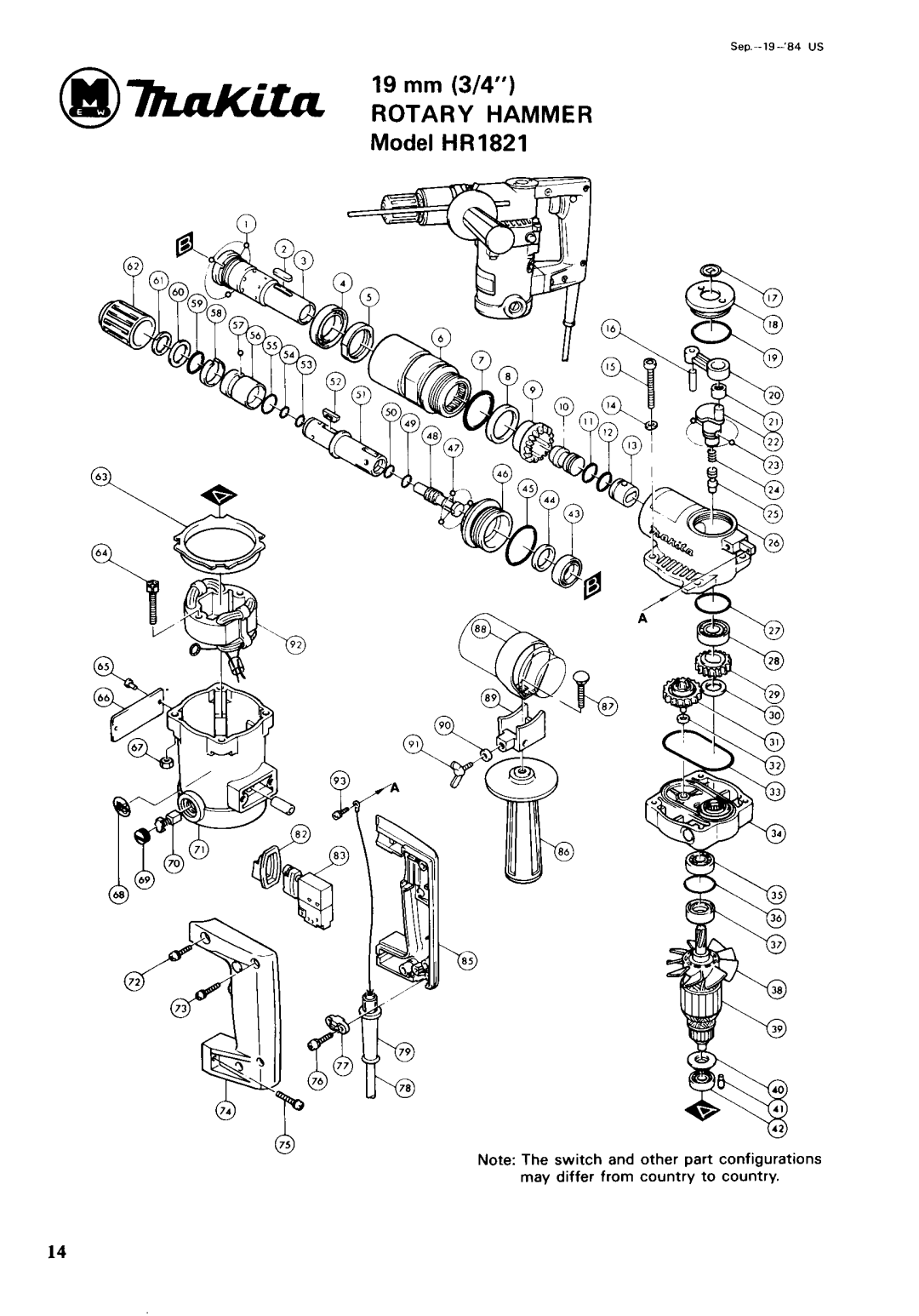 Makita HR1821 instruction manual Rotary Hammer 