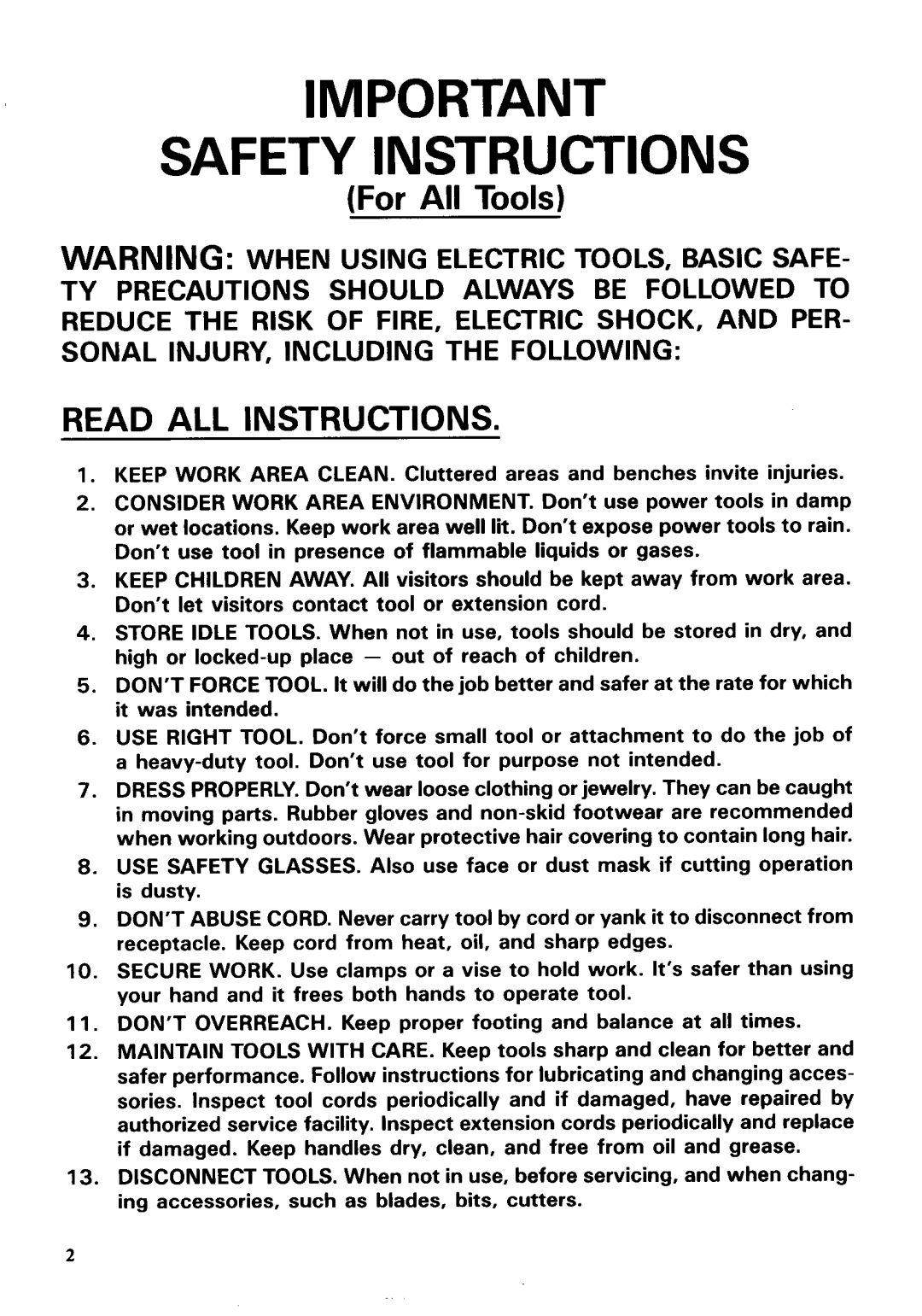 Makita HR1821 instruction manual Safety Instructions 