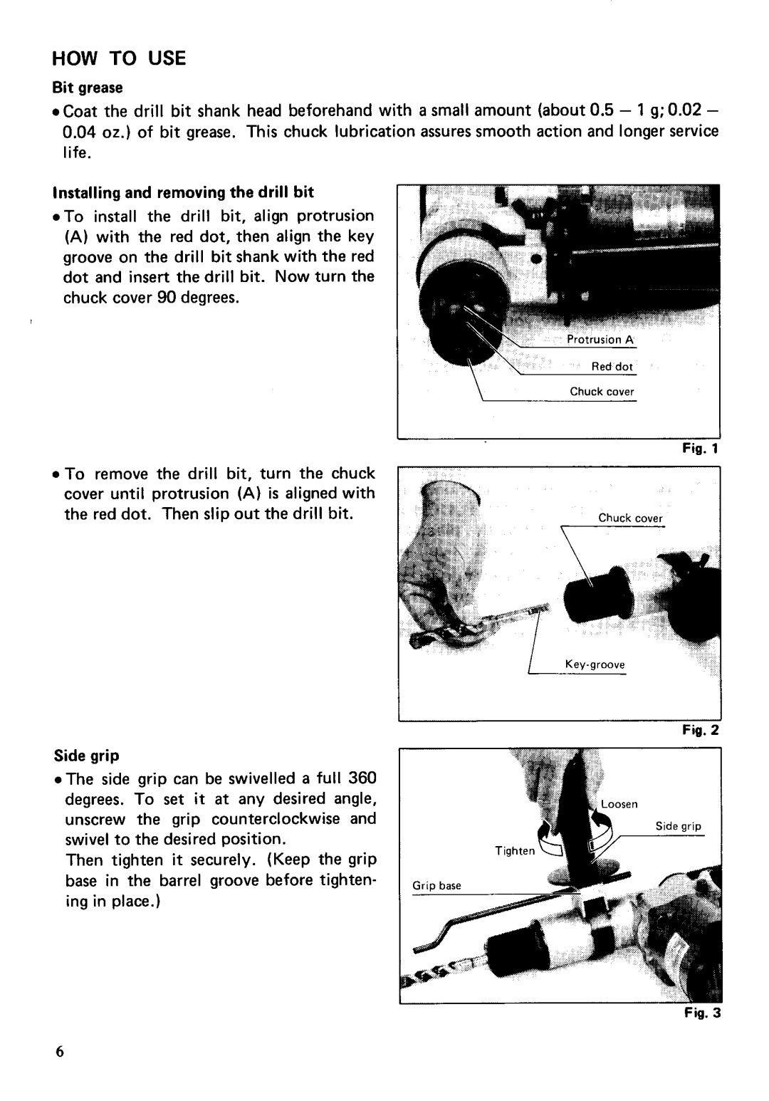 Makita HR1821 instruction manual Key-groove 