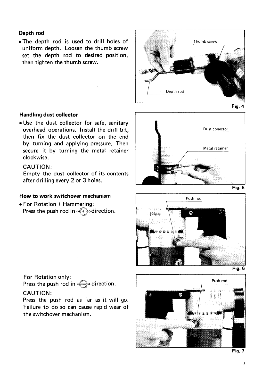 Makita HR1821 instruction manual Dust collector Push rod 