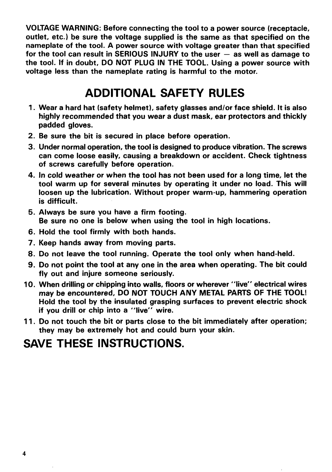 Makita HR2000 instruction manual Additional Safety Rules 