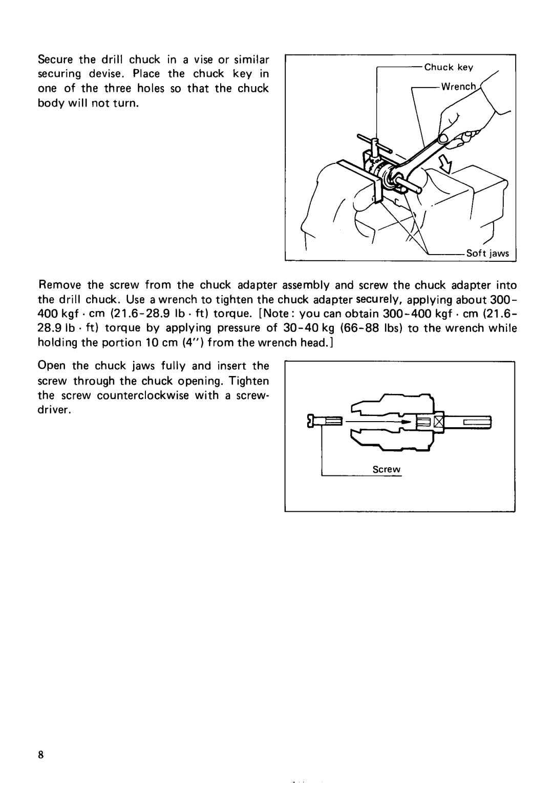 Makita HR2000 instruction manual Secure the drill chuck 