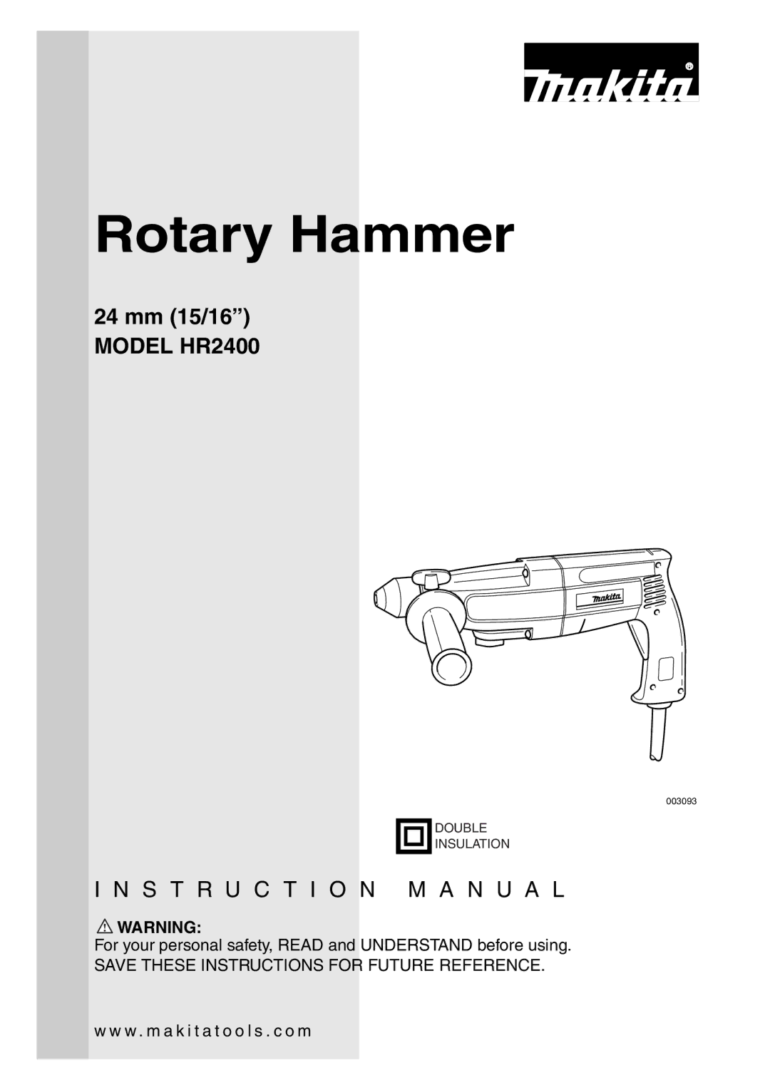 Makita HR2400 instruction manual Rotary Hammer 