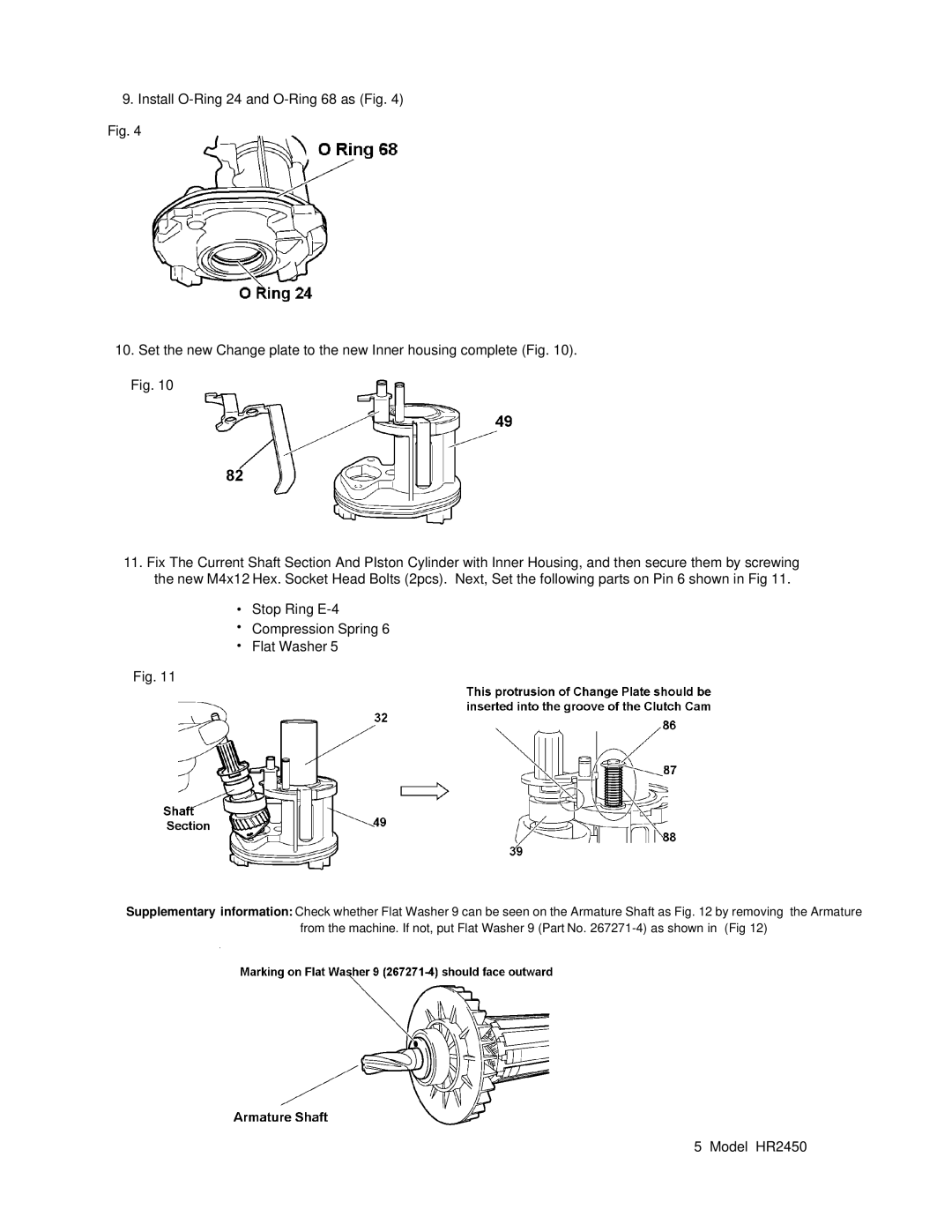 Makita HR2450 manual Stop Ring E-4 Compression Spring Flat Washer 