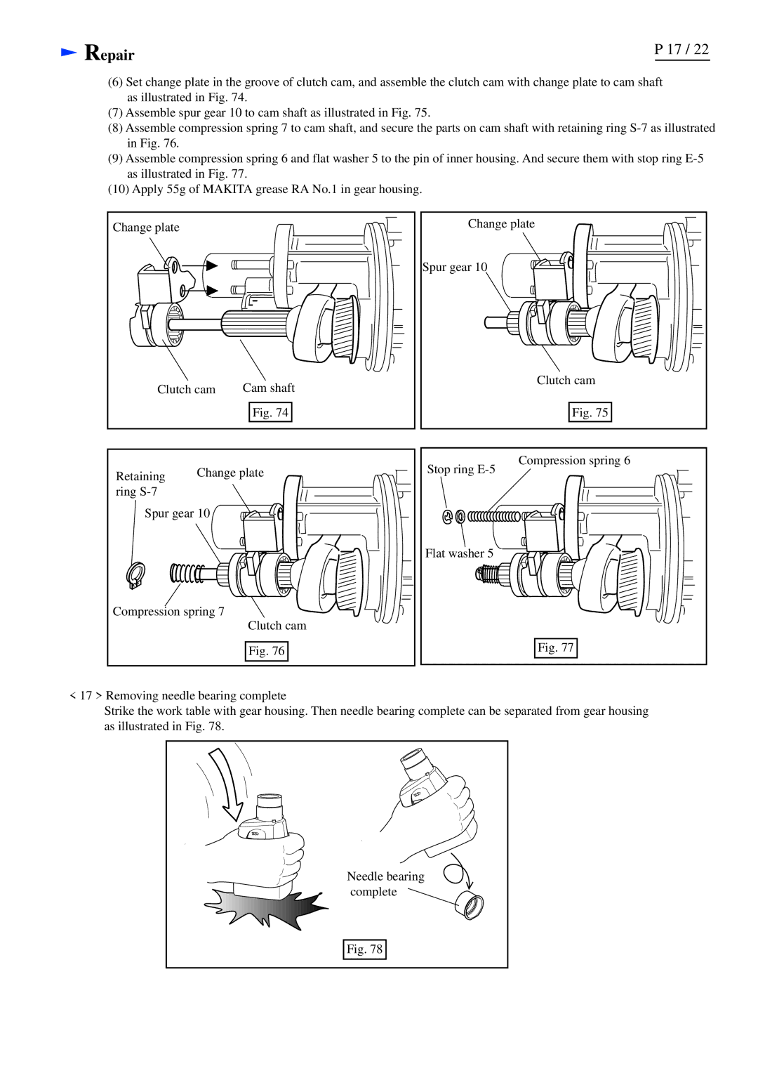 Makita HR2450FT, HR2450T specifications Repair 