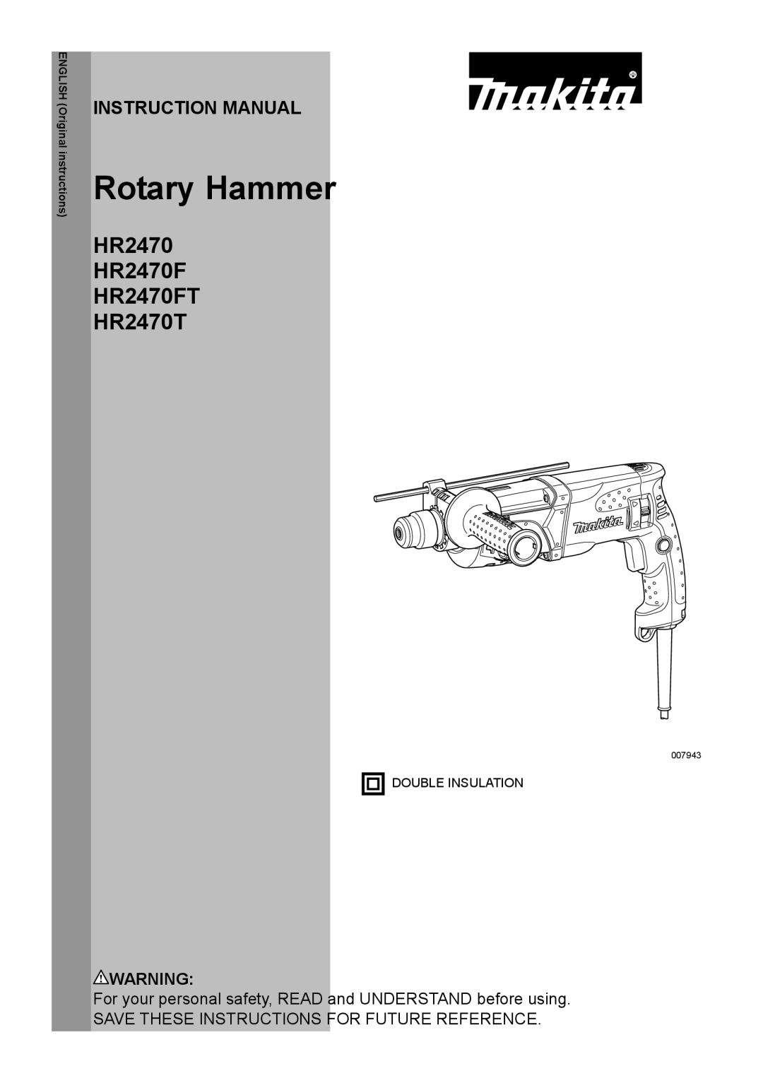 Makita HR2470FT, HR2470T instruction manual Rotary Hammer 