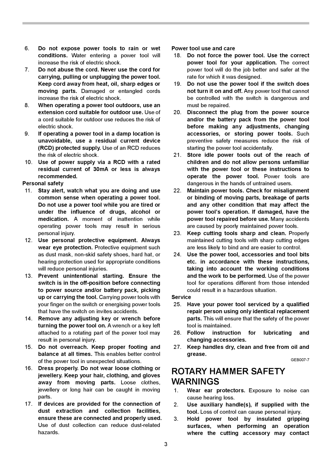 Makita HR2475X2 instruction manual Rotary Hammer Safety Warnings 