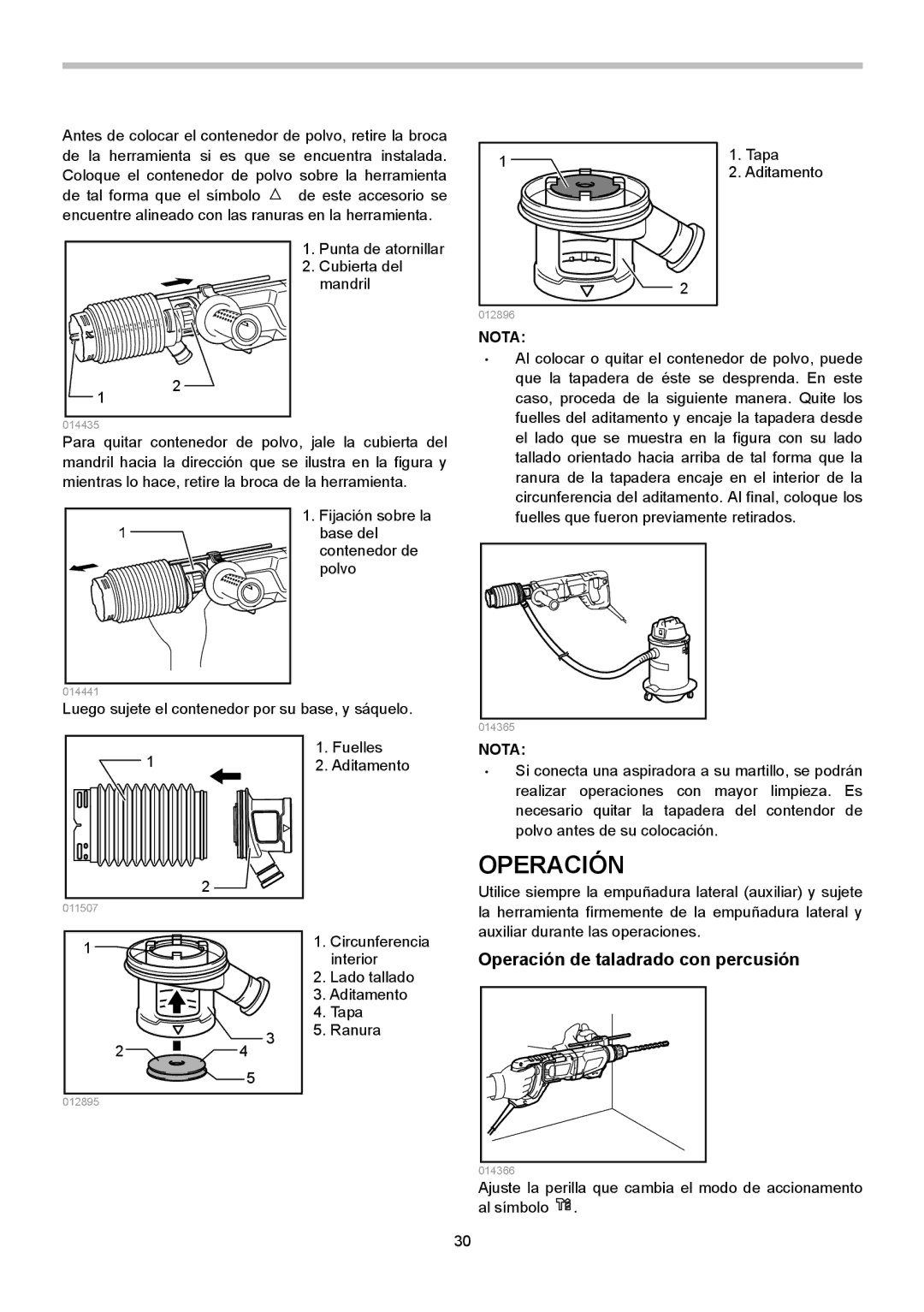 Makita HR2621X2 instruction manual Operación de taladrado con percusión 