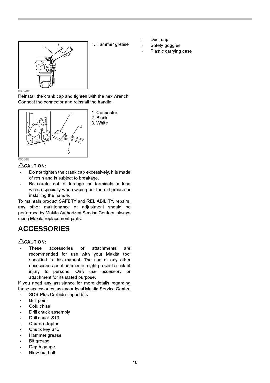 Makita HR3000C instruction manual Accessories 